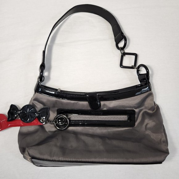 LeSportsac Gray/Black Y2K Leather Trim Shoulder Strap Charms Mini Bag LIKE NEW! - Picture 3 of 14